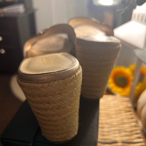 Coach Carlana Metallic Leather Wedge Sandals - Picture 3 of 4